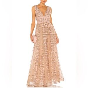 Elegant Pink Floral Evening Gown